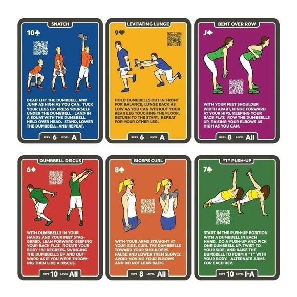 Dumbbell Stack Exercise Cards: Workout Playing Card Game. Designed by a Military - Picture 6 of 13